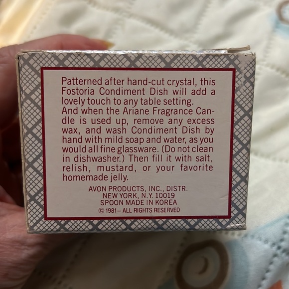 Avon Fostoria Condiment with Dish Spoon Ariane Candle 1981 Hand Cut Crystal Dish - Picture 3 of 12